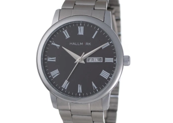Hallmark Gents Silver Black Dial Watch
