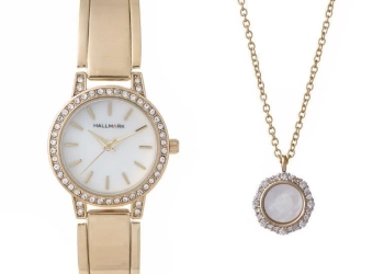 Hallmark Ladies Gold Watch With Necklace Box Sets-HBSL4039