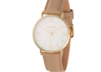 Hallmark Ladies Leather Beige Strap White Dial Watch